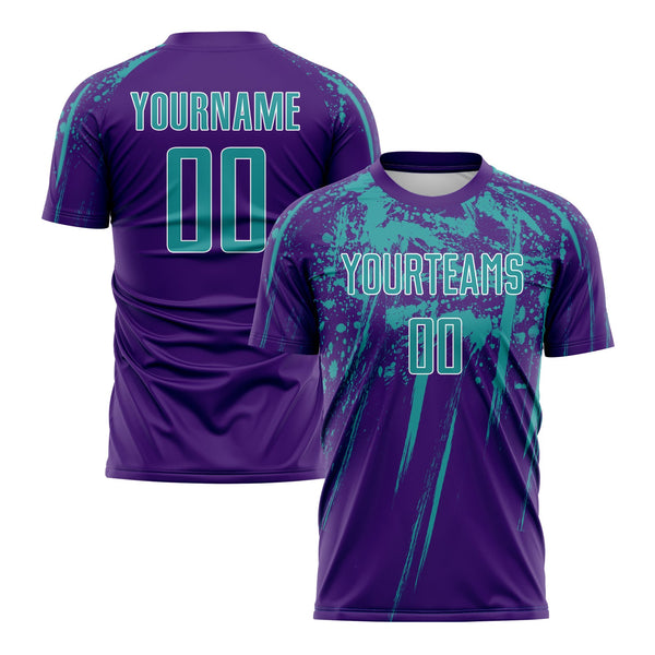 Custom Purple Teal-White Classic Uniform Training Sets Soccer Jersey For Adults/Kids