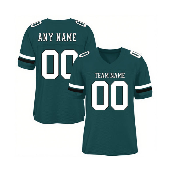 Custom Midnight Green White-Black Mesh Classic Style Authentic Sports Football Jersey
