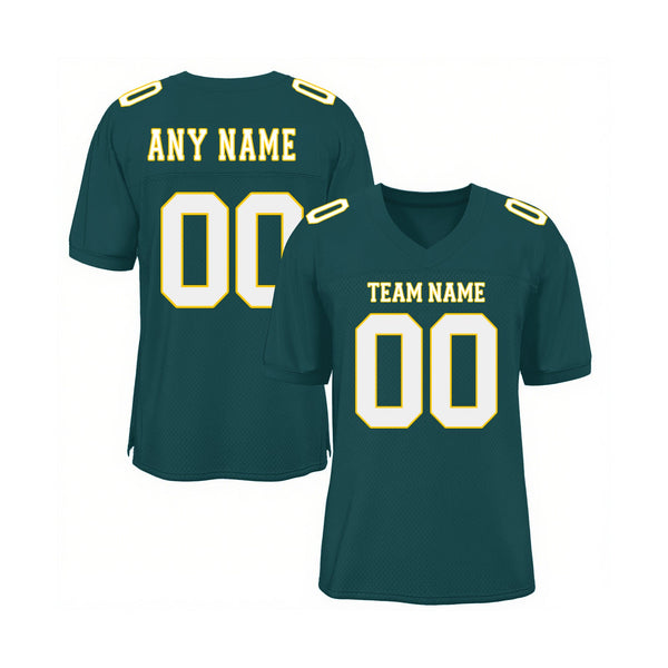 Custom Midnight Green White-Gold Mesh Classic Style Authentic Sports Football Jersey