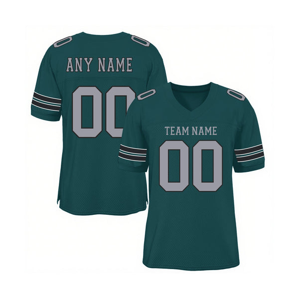 Custom Midnight Green Light Gray-Black Mesh Classic Style Authentic Sports Football Jersey