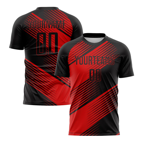 Custom Red Black Classic Uniform Training Sets Soccer Jersey For Adults/Kids