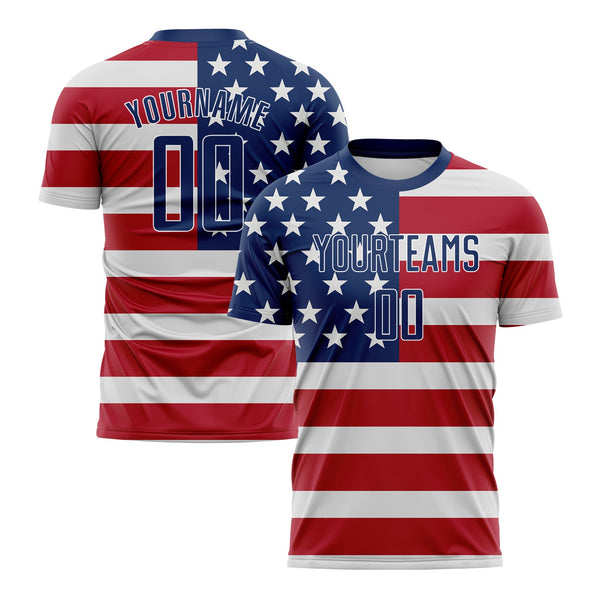 Custom Red Royal-White American Flag Classic Uniform Training Sets Soccer Jersey For Adults/Kids