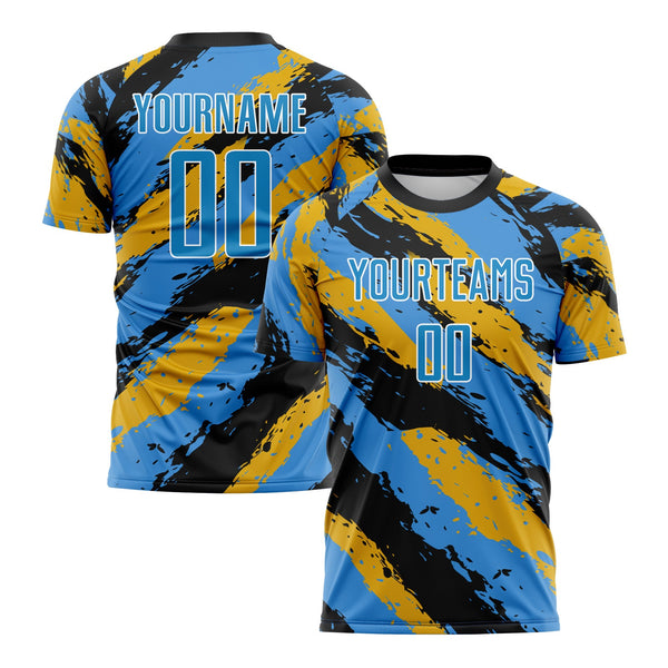 Custom Powder Blue Yellow-White Classic Uniform Training Sets Soccer Jersey For Adults/Kids