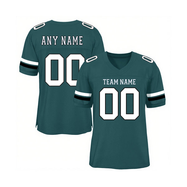 Custom Midnight Green White-Black Mesh Classic Style Authentic Sports Football Jersey