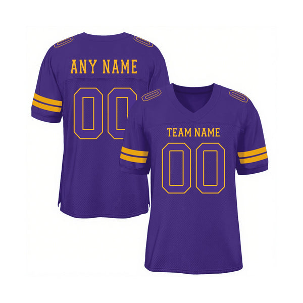 Custom Purple Purple-Gold Mesh Classic Style Authentic Sports Football Jersey