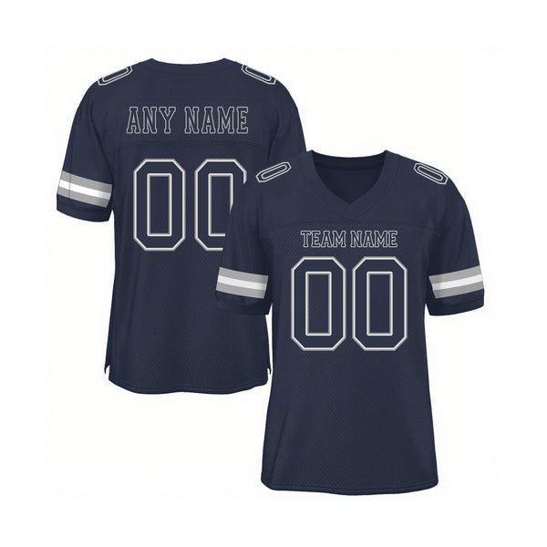 Custom Navy Navy-White Mesh Classic Style Authentic Sports Football Jersey