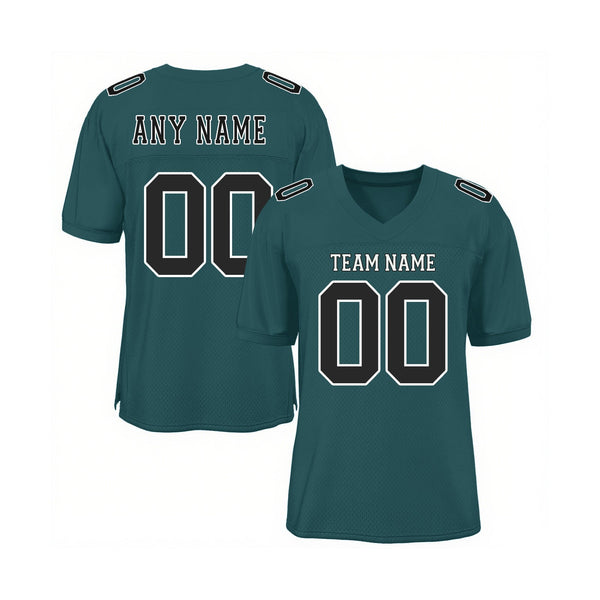 Custom Midnight Green Black-White Mesh Classic Style Authentic Sports Football Jersey
