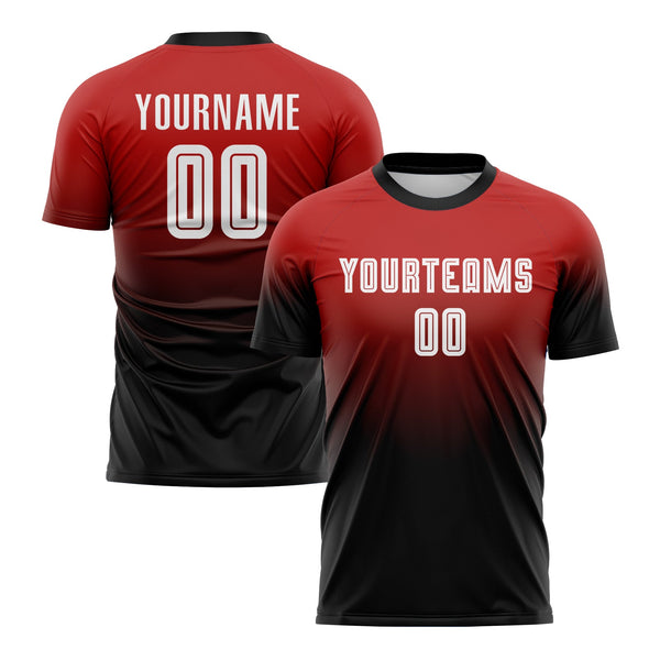 Custom Red White-Black Fade Fashion Classic Uniform Training Sets Soccer Jersey For Adults/Kids