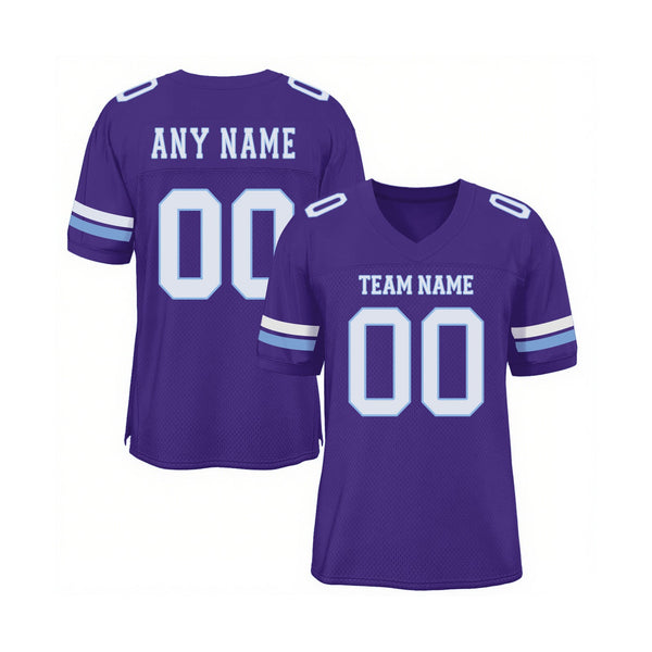 Custom Purple White-Light Blue Mesh Classic Style Authentic Sports Football Jersey