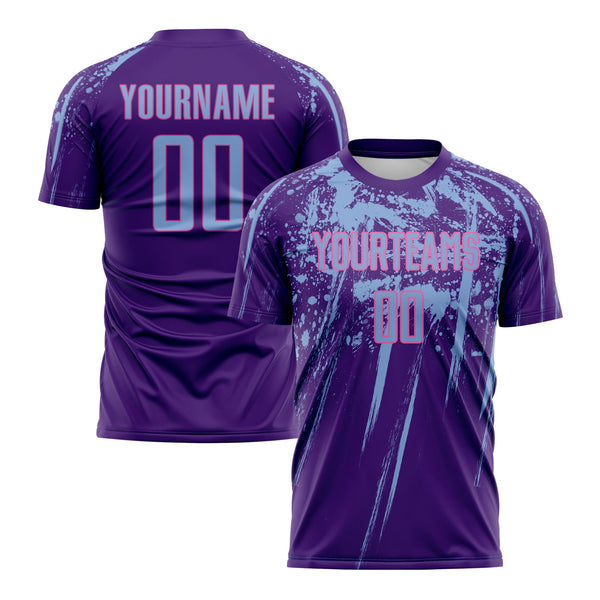 Custom Purple Light Blue-Pink Classic Uniform Training Sets Soccer Jersey For Adults/Kids