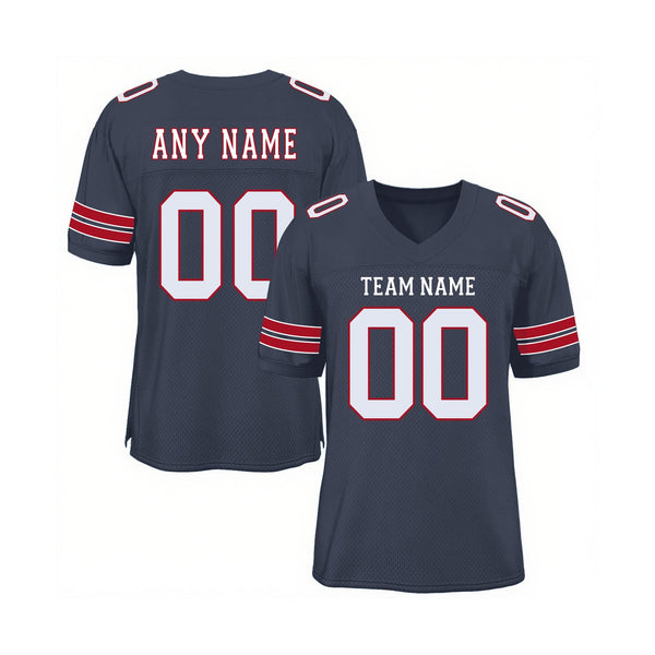 Custom Navy White-Red Mesh Classic Style Authentic Sports Football Jersey