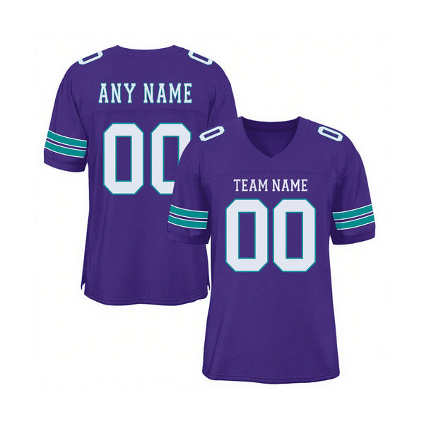 Custom Purple White-Aqua Mesh Classic Style Authentic Sports Football Jersey