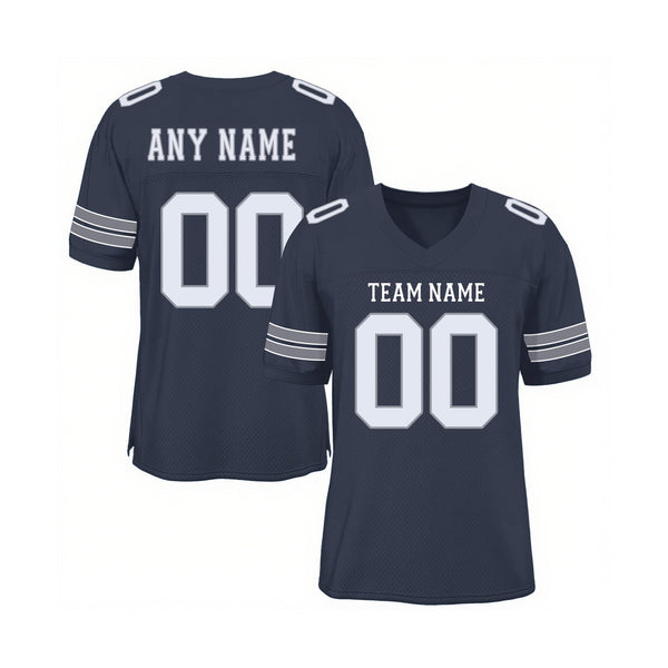 Custom Navy White-Light Gray Mesh Classic Style Authentic Sports Football Jersey