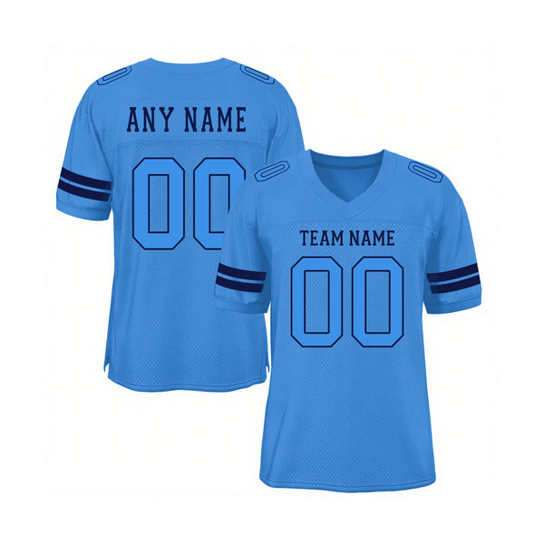 Custom Powder Blue Powder Blue-Navy Mesh Classic Style Authentic Sports Football Jersey