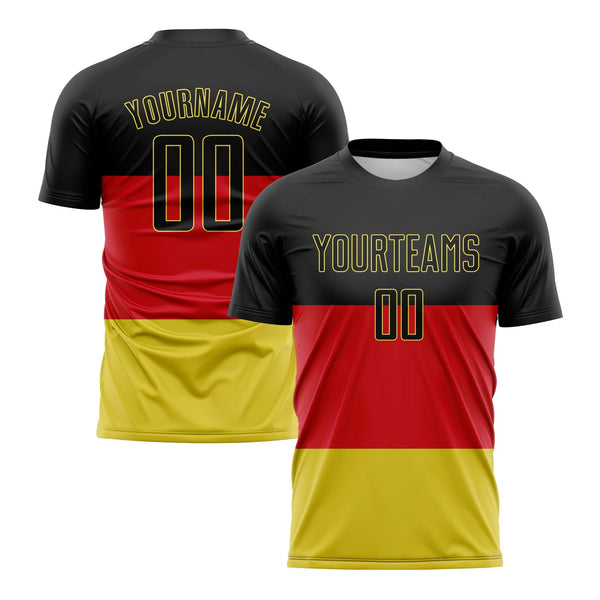 Custom Red Black-Gold German Flag Classic Uniform Training Sets Soccer Jersey For Adults/Kids