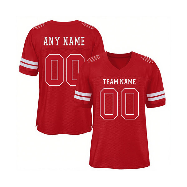Custom Red Red-White Mesh Classic Style Authentic Sports Football Jersey