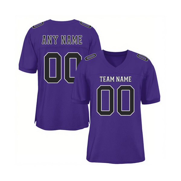 Custom Purple Black-White Mesh Classic Style Authentic Sports Football Jersey