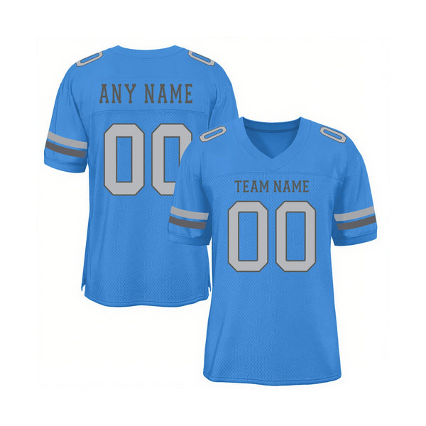 Custom Powder Blue Gray-Steel Gray Mesh Classic Style Authentic Sports Football Jersey