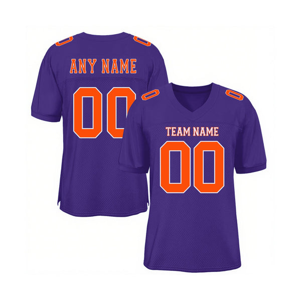 Custom Purple Orange-White Mesh Classic Style Authentic Sports Football Jersey