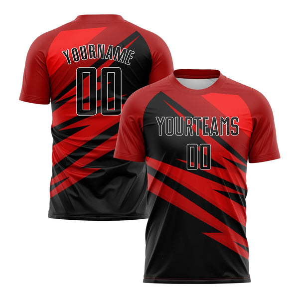 Custom Red Black-White Classic Uniform Training Sets Soccer Jersey For Adults/Kids