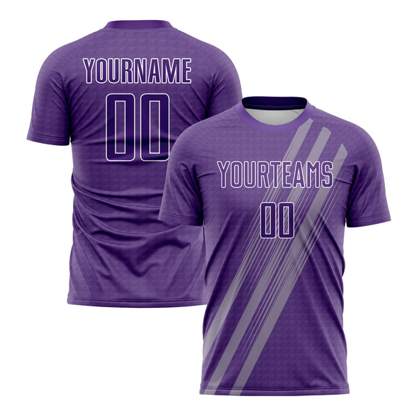 Custom Purple White Diagonal Lines Classic Uniform Training Sets Soccer Jersey For Adults/Kids