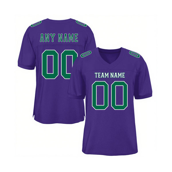 Custom Purple Kelly Green-White Mesh Classic Style Authentic Sports Football Jersey