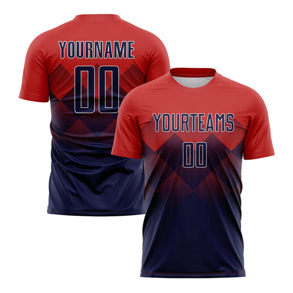 Custom Red Navy-White Classic Uniform Training Sets Soccer Jersey For Adults/Kids