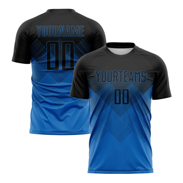 Custom Powder Blue Black Classic Uniform Training Sets Soccer Jersey For Adults/Kids