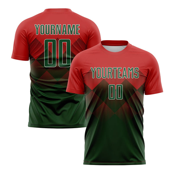 Custom Red Green-White Classic Uniform Training Sets Soccer Jersey For Adults/Kids