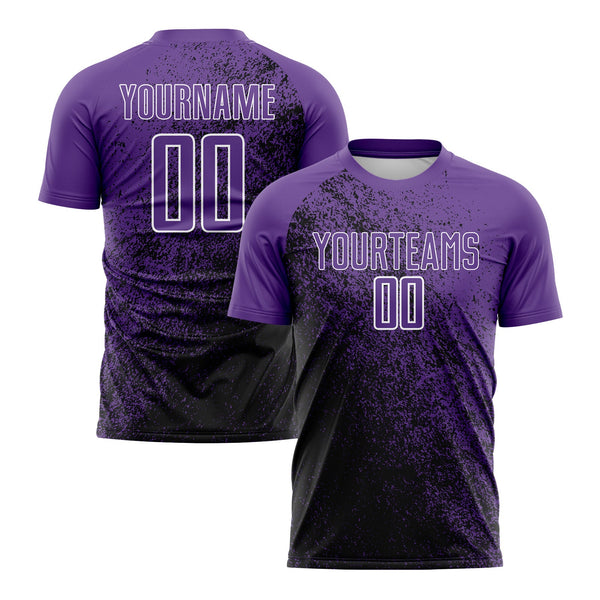 Custom Purple Black-White Abstract Fragment Art Classic Uniform Training Sets Soccer Jersey For Adults/Kids