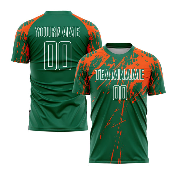 Custom Kelly Green Orange-White Classic Uniform Training Sets Soccer Jersey For Adults/Kids