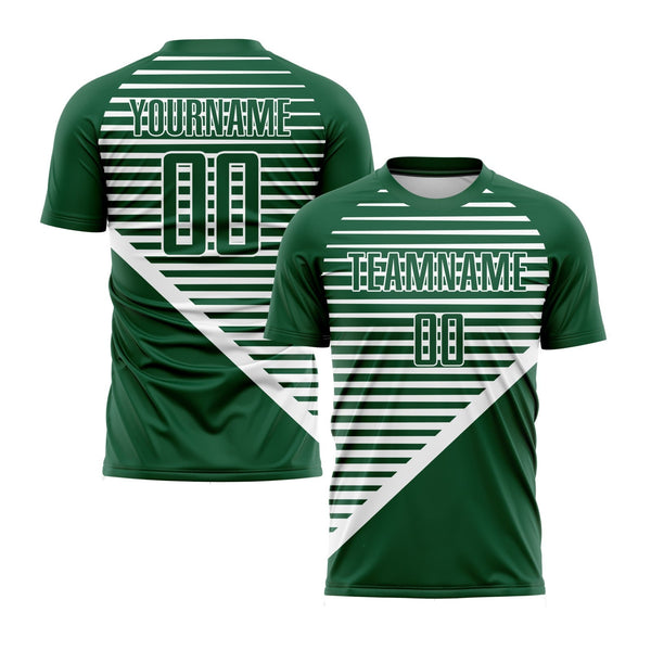 Custom Kelly Green White Stripes Classic Uniform Training Sets Soccer Jersey For Adults/Kids