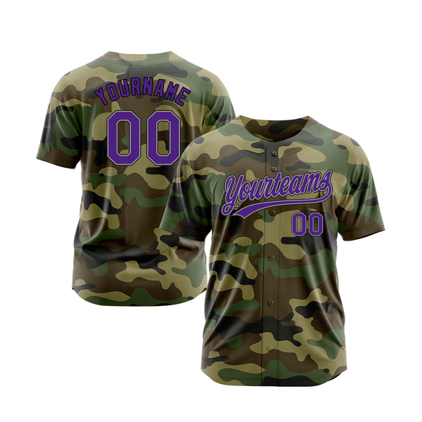Custom Camo Purple-Black Salute To Service Classic Style Authentic Sports Baseball Jersey