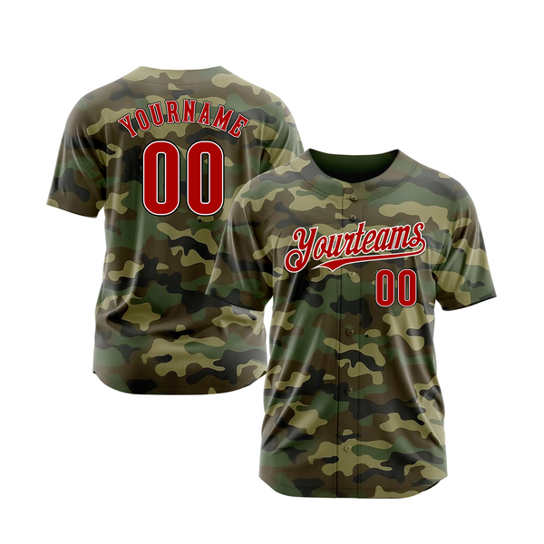 Custom Camo Red-Black Salute To Service Classic Style Authentic Sports Baseball Jersey