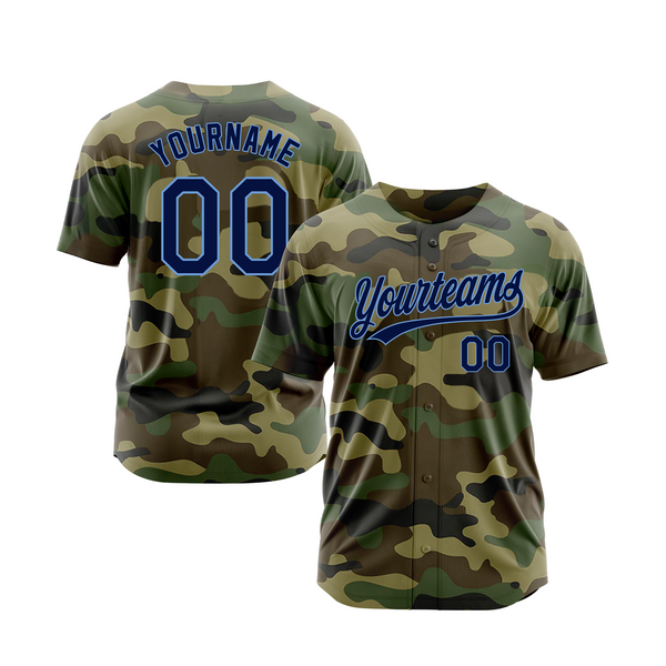Custom Camo Navy-Powder Blue Salute To Service Classic Style Authentic Sports Baseball Jersey