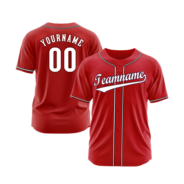 Custom Red White-Black Classic Style Authentic Sports Baseball Jersey