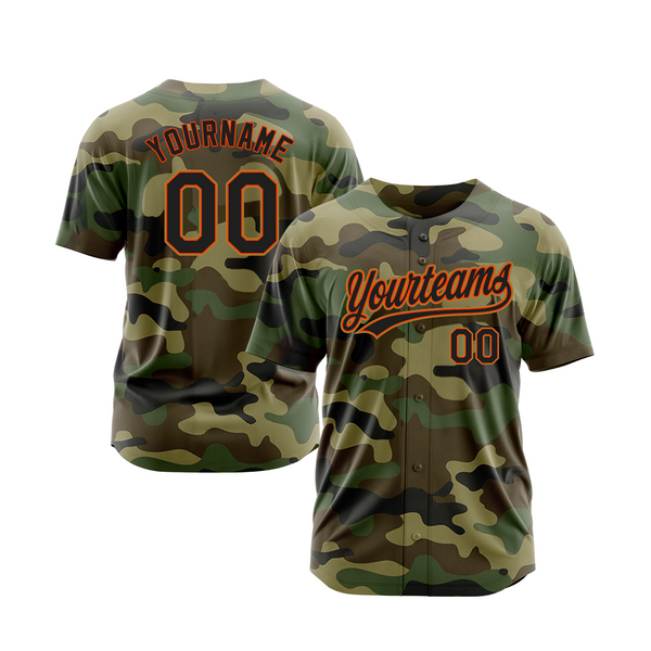 Custom Camo Black-Orange Salute To Service Classic Style Authentic Sports Baseball Jersey