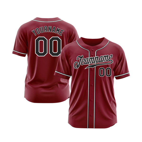 Custom Crimson Black-White Classic Style Authentic Sports Baseball Jersey