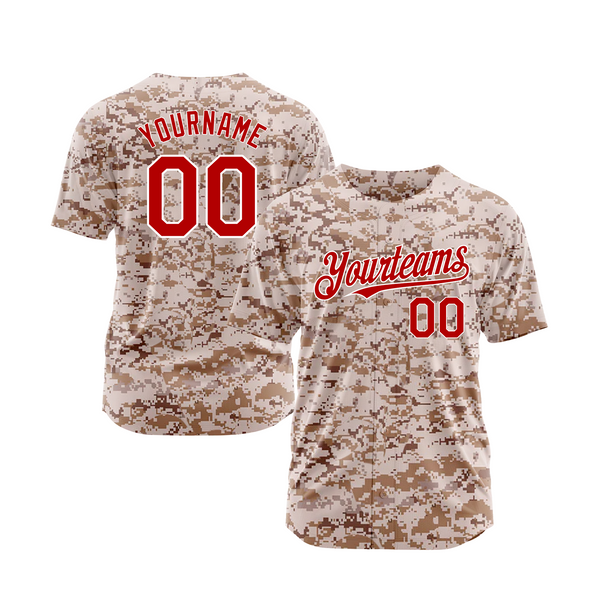 Custom Camo Red-White Salute To Service Classic Style Authentic Sports Baseball Jersey