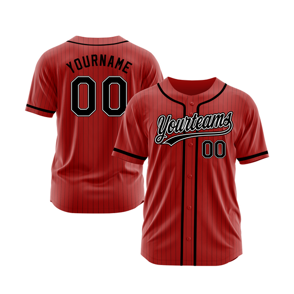 Custom Red Black Pinstripe Black-White Classic Style Authentic Sports Baseball Jersey