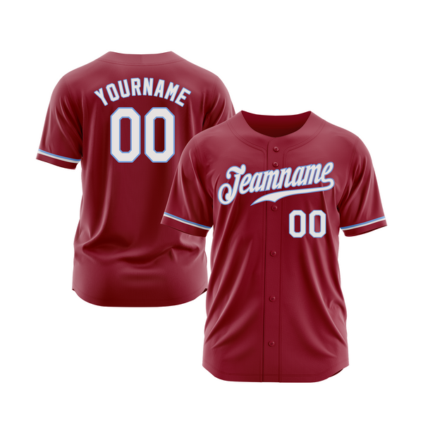 Custom Maroon White-Light Blue Throwback Classic Style Authentic Sports Baseball Jersey