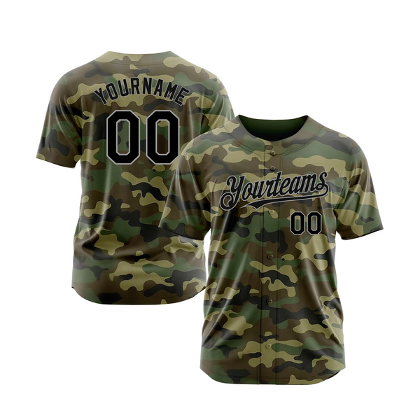 Custom Camo Black-Gray Salute To Service Classic Style Authentic Sports Baseball Jersey