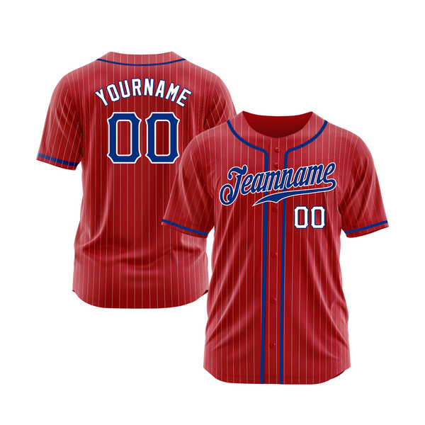 Custom Red White Pinstripe Royal-White Classic Style Authentic Sports Baseball Jersey