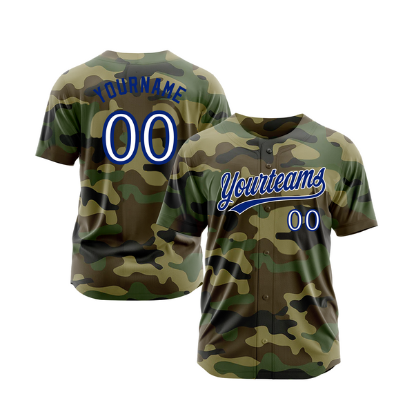 Custom Camo Royal-White Salute To Service Classic Style Authentic Sports Baseball Jersey