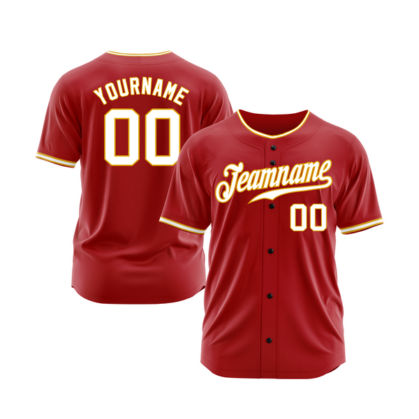 Custom Red White-Gold Classic Style Authentic Sports Baseball Jersey