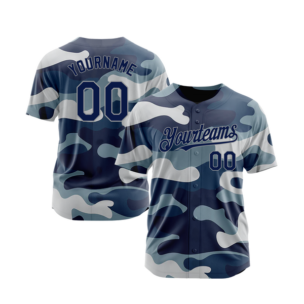 Custom Camo Navy-Gray Salute To Service Classic Style Authentic Sports Baseball Jersey