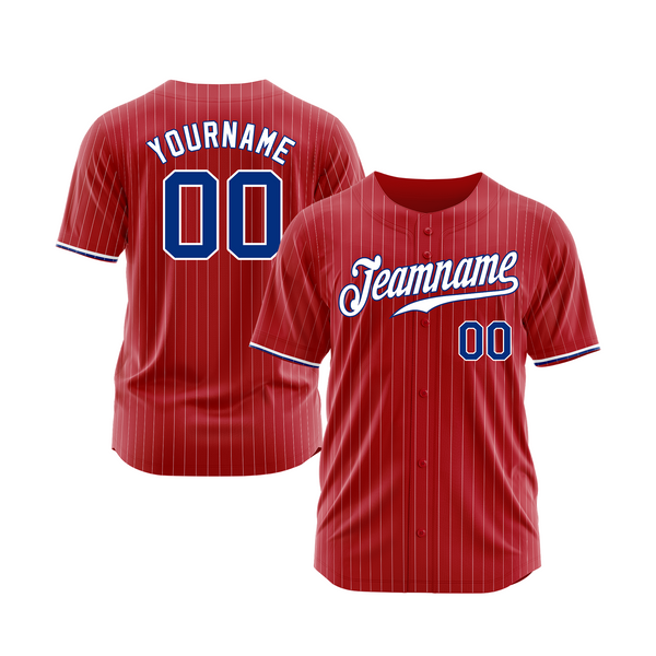 Custom Red White Pinstripe Royal-White Classic Style Authentic Sports Baseball Jersey