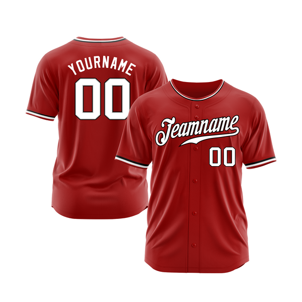 Custom Red White-Black Classic Style Authentic Sports Baseball Jersey