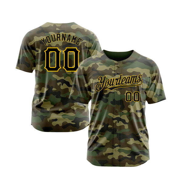 Custom Camo Black-Gold Salute To Service Classic Style Authentic Sports Baseball Jersey