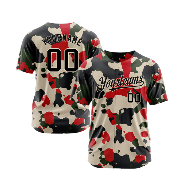 Custom Camo Black-Cream 3D Salute To Service Classic Style Authentic Sports Baseball Jersey